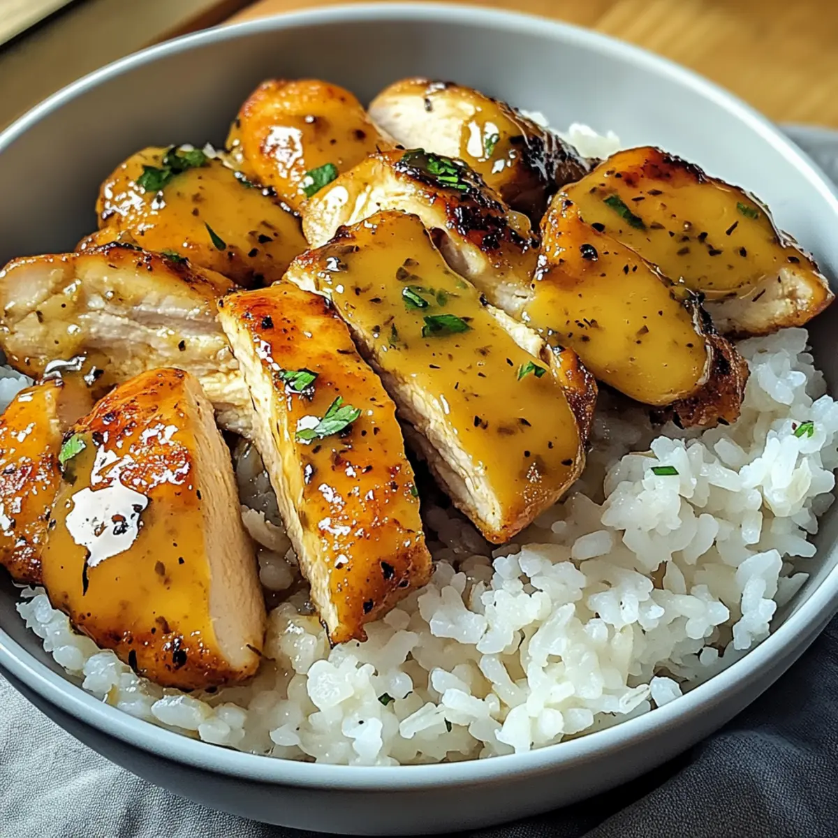 Honig Senf Hähnchen mit Reis für jeden Abend