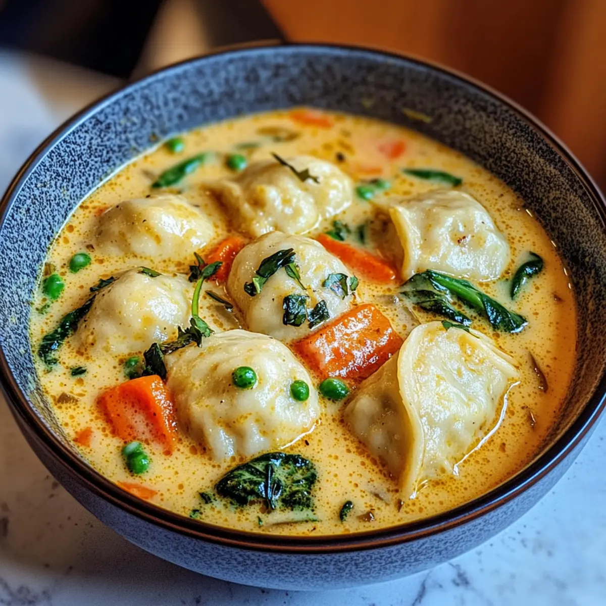 Kokos-Curry-Suppe mit Knödeln für wärmende Momente