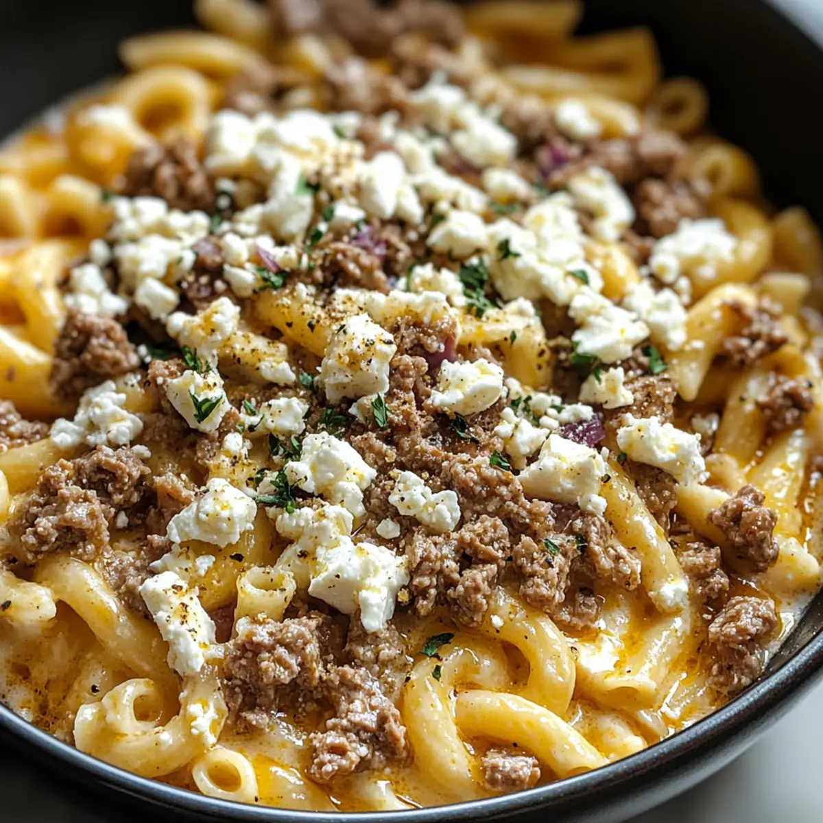 Kritharaki-Hackfleischpfanne mit Feta in 30 Minuten