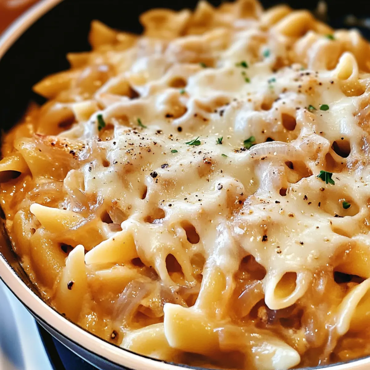 Ein-Topf Französische Zwiebel Pasta für Genießer