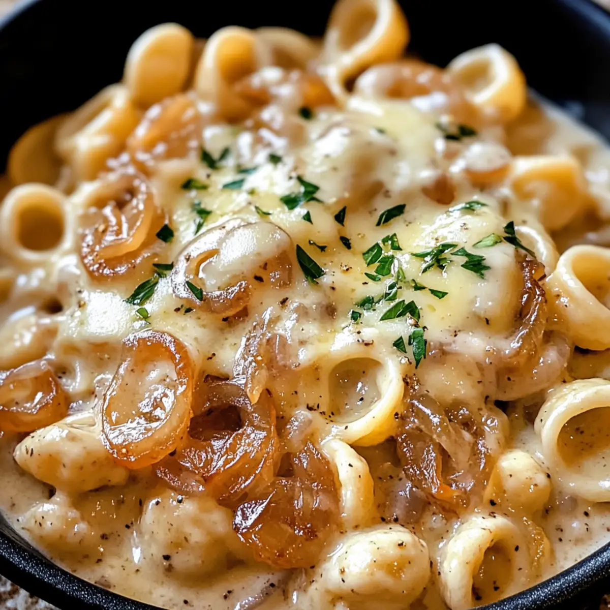 Ein-Topf Französische Zwiebel-Pasta für Genießer