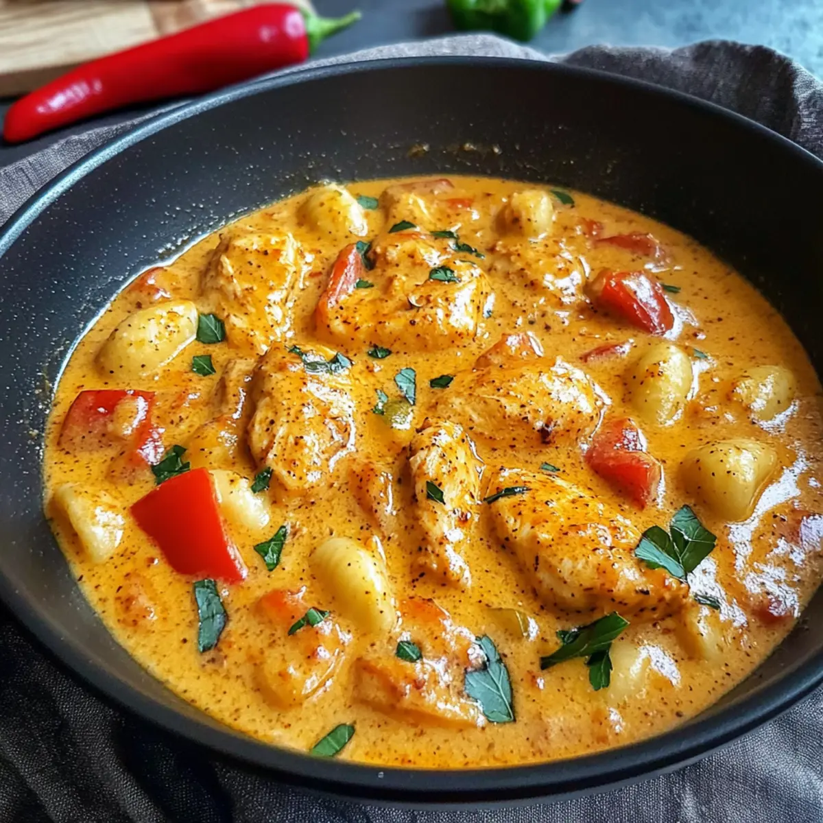 Paprika-Sahne-Hähnchen mit Gnocchi für Genussmomente