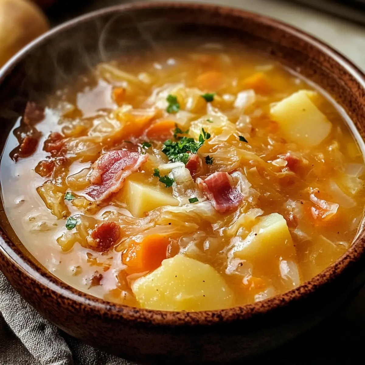 Herzhafte Sauerkraut-Suppe für kalte Tage