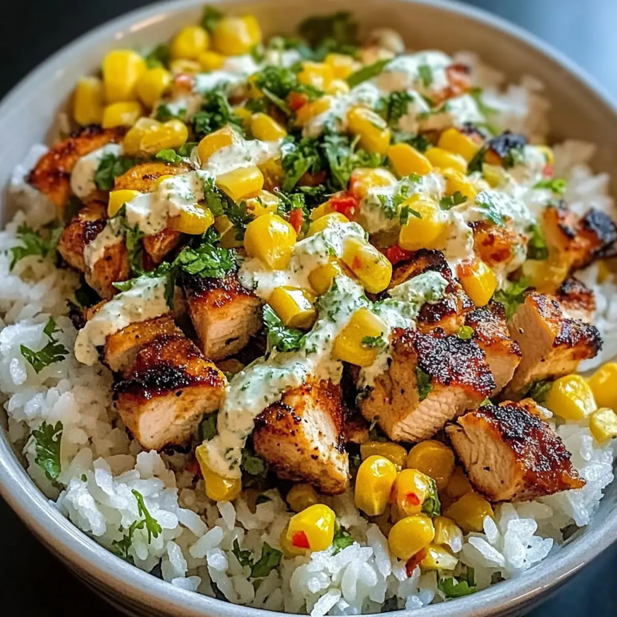 Street Corn Hähnchen Reis Schüssel für jeden Tag