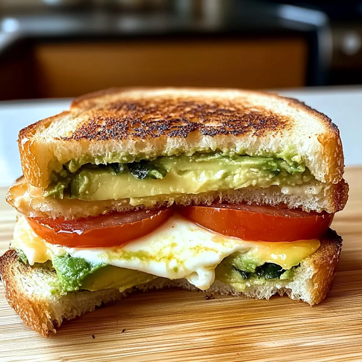 Avocado, Mozzarella und Tomaten gegrillter Käse genießen