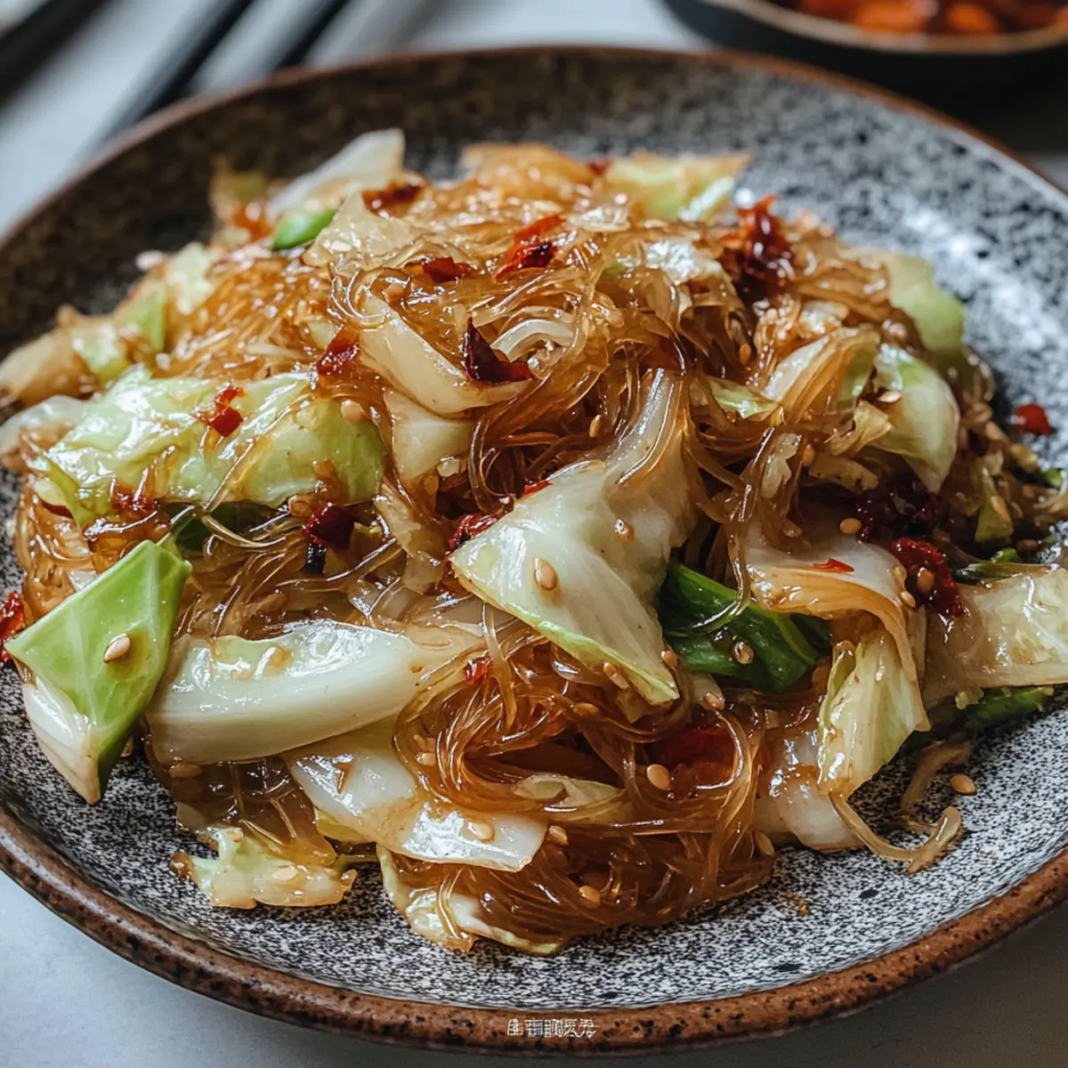 Schnelles Kohl Glasknudel Pfannengericht für Genussexperten