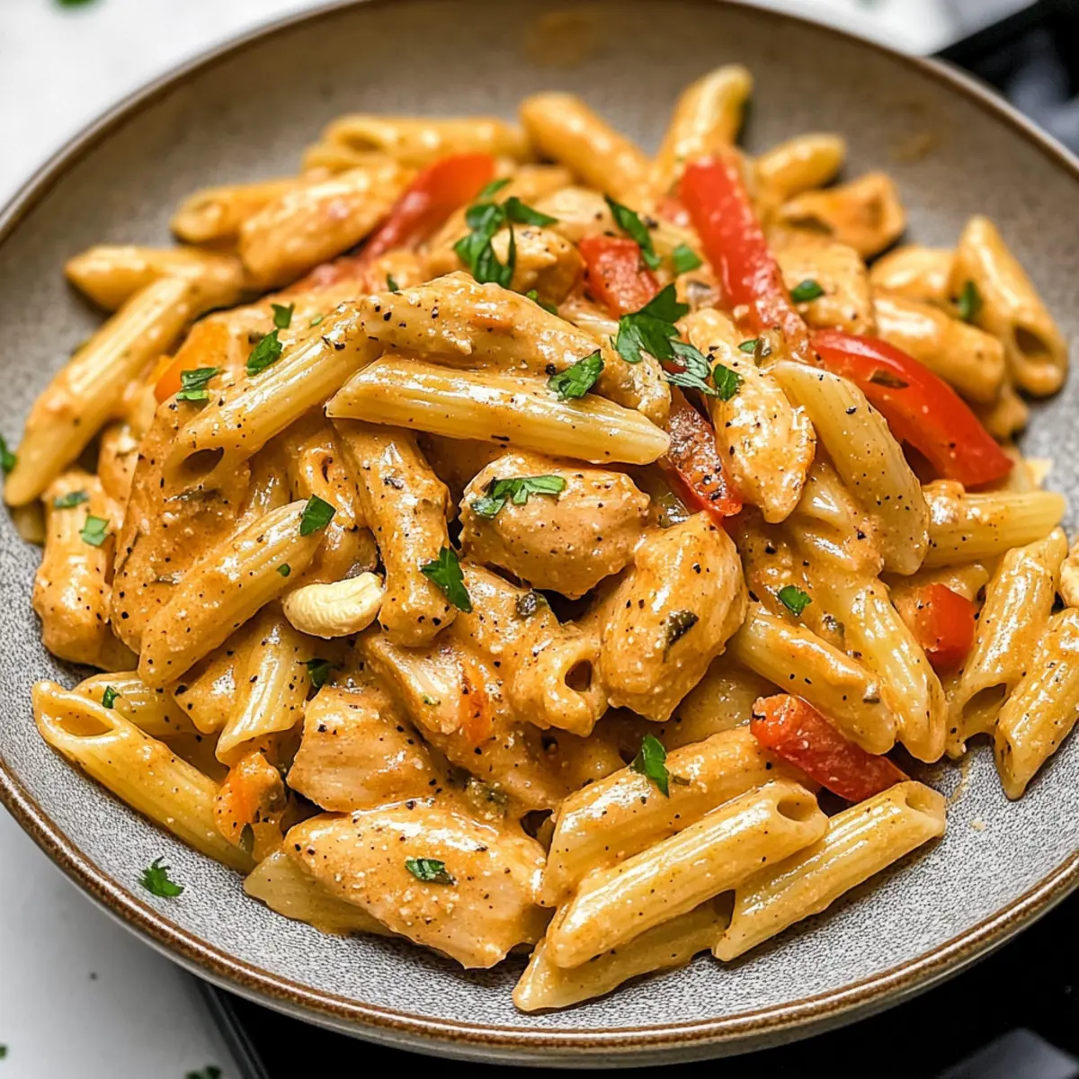 Cashew-Creme Cajun Hühnchen Pasta – Milchfrei und lecker