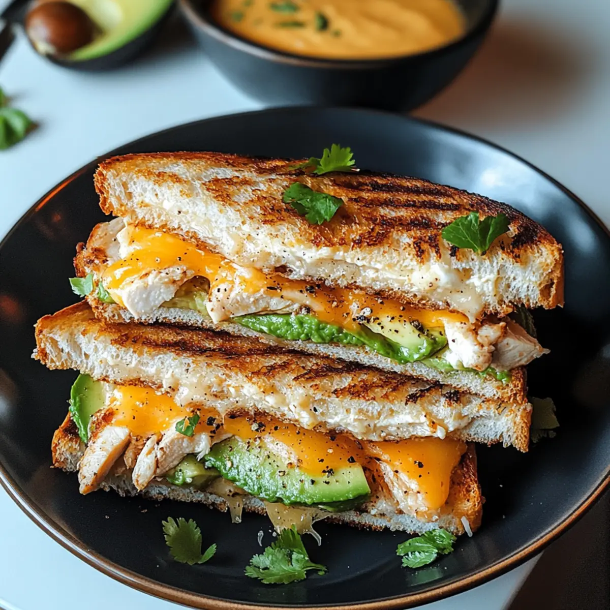 Hühnchen Avocado Schmelz Sandwich für Zufriedenheit