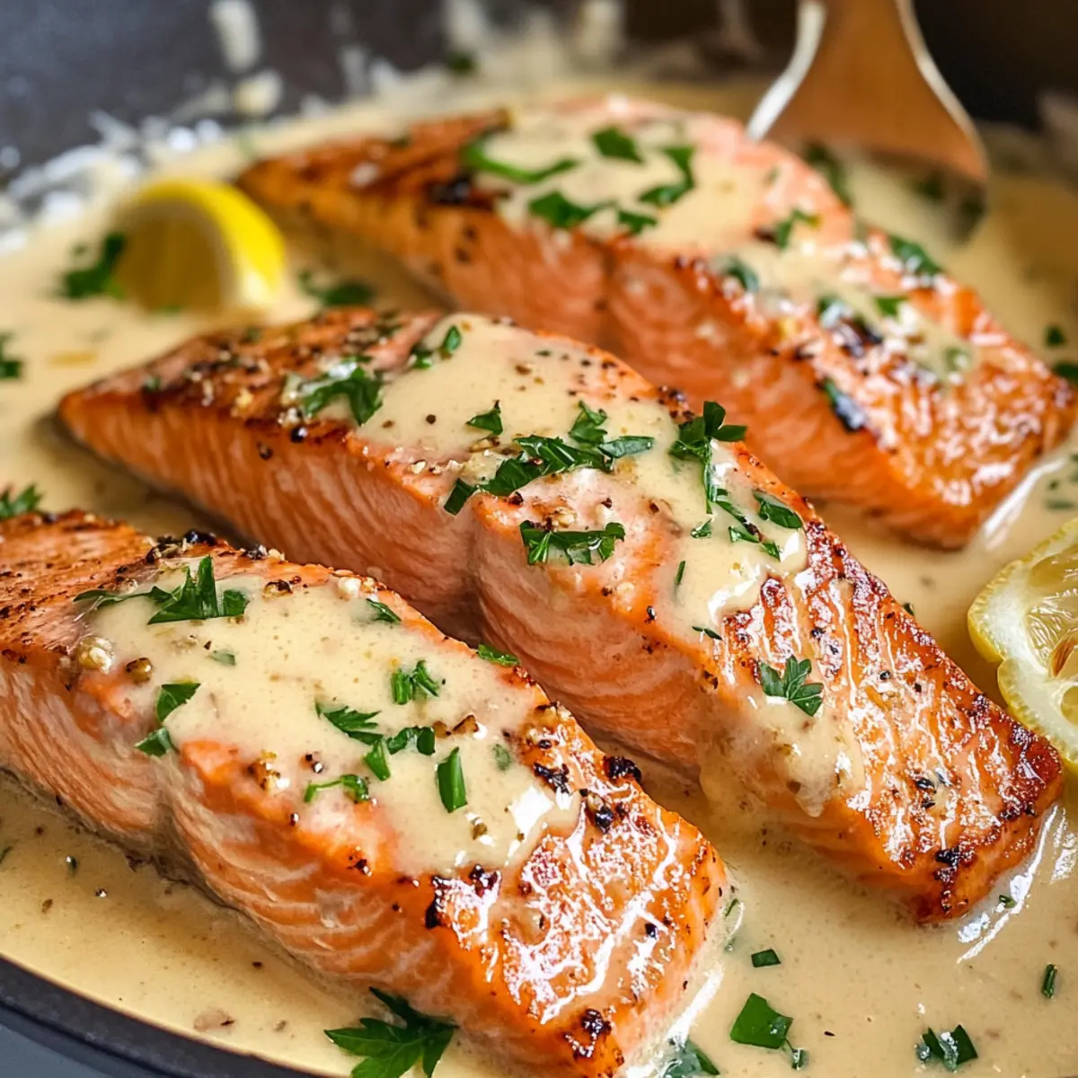 Cremige Knoblauchbutter-Lachs Rezept für 20 Minuten