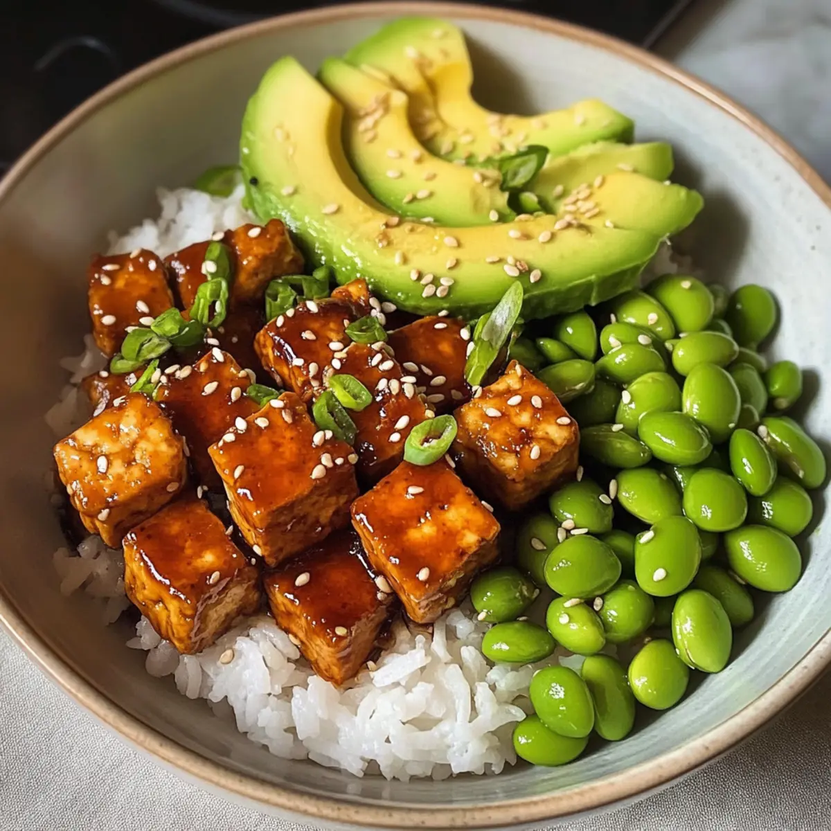 Knuspriger klebriger Tofu für perfekte Bowls
