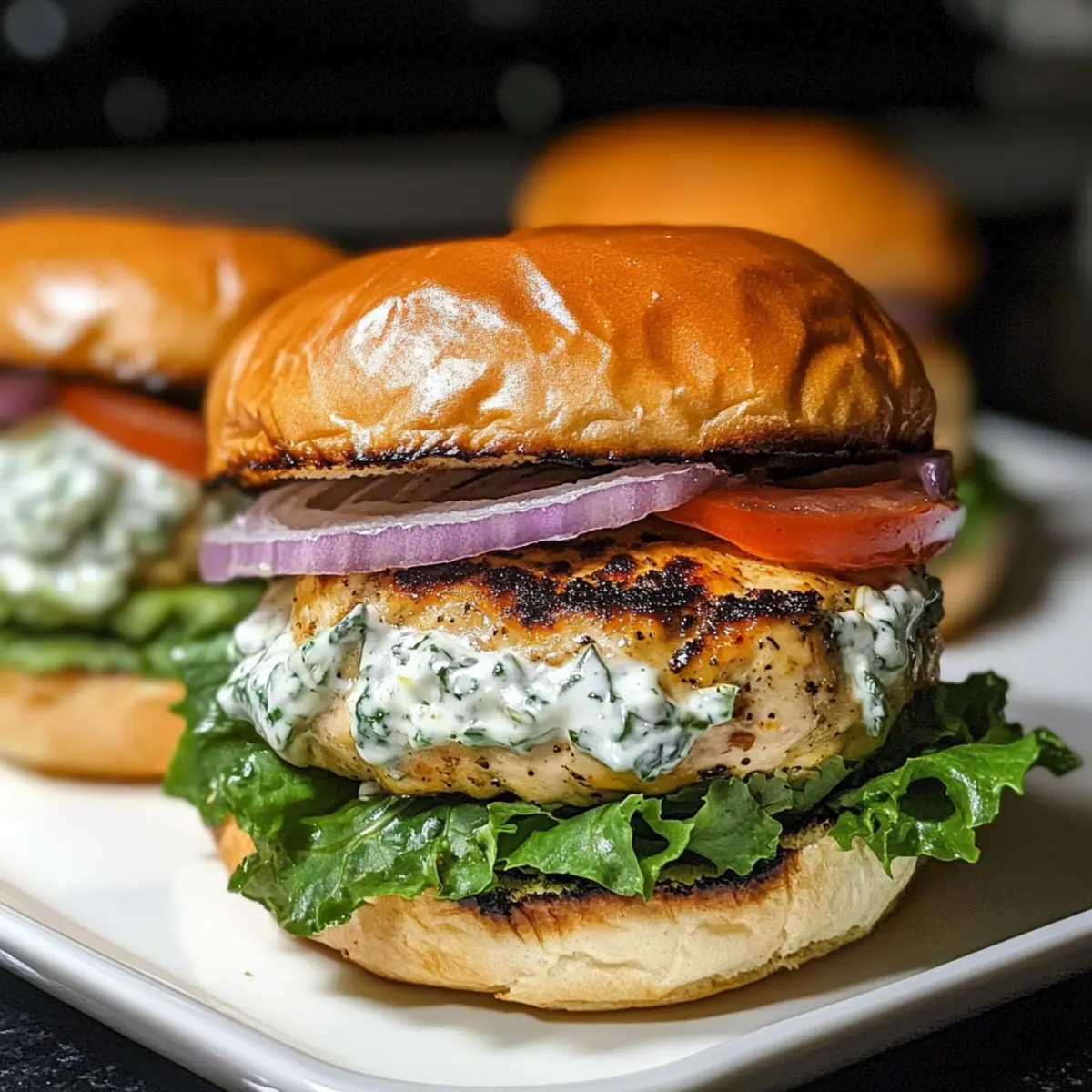 Griechische Hähnchenburger mit Tzatziki genießen