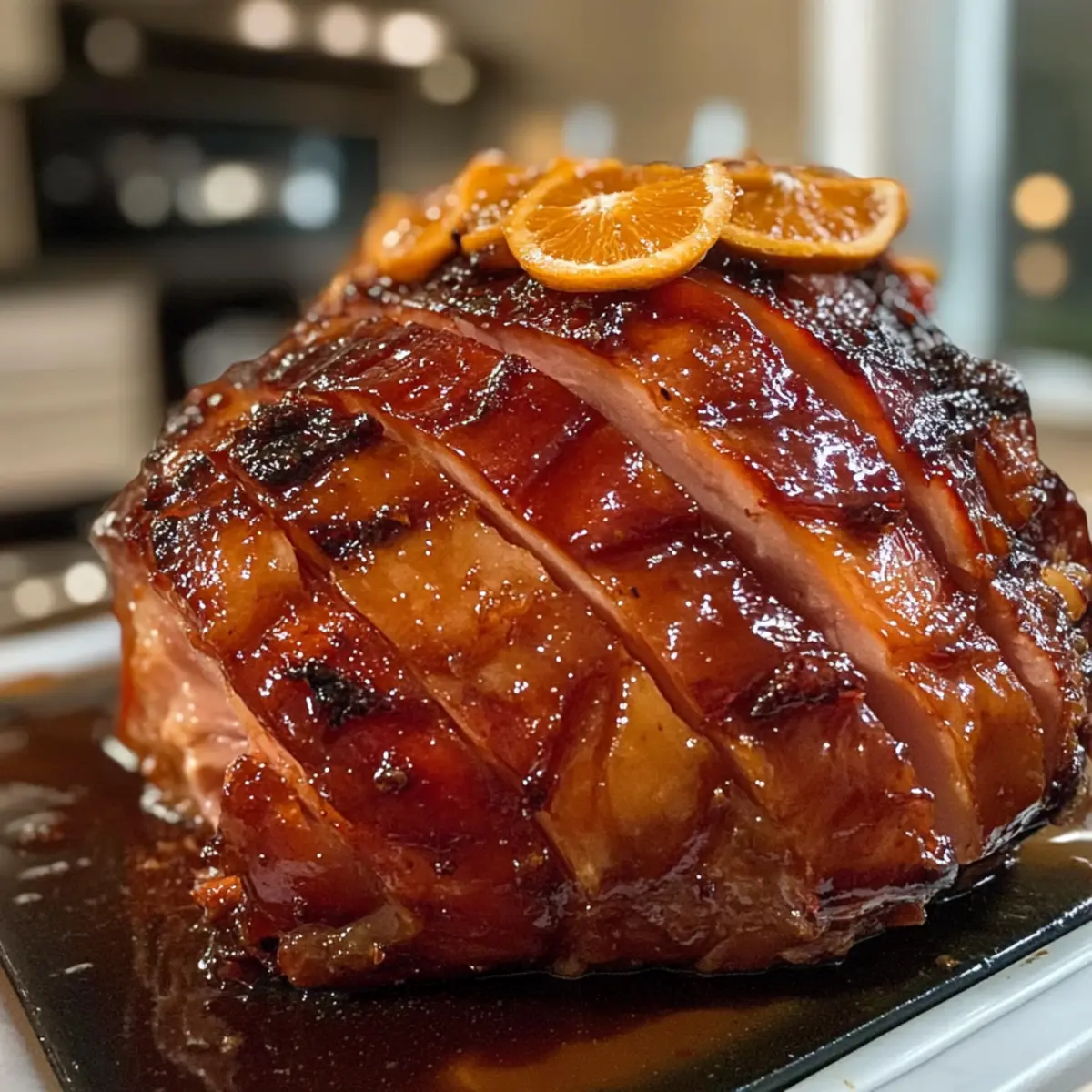 Honiggebackener Schinken mit Orange-Braunzucker-Glasur