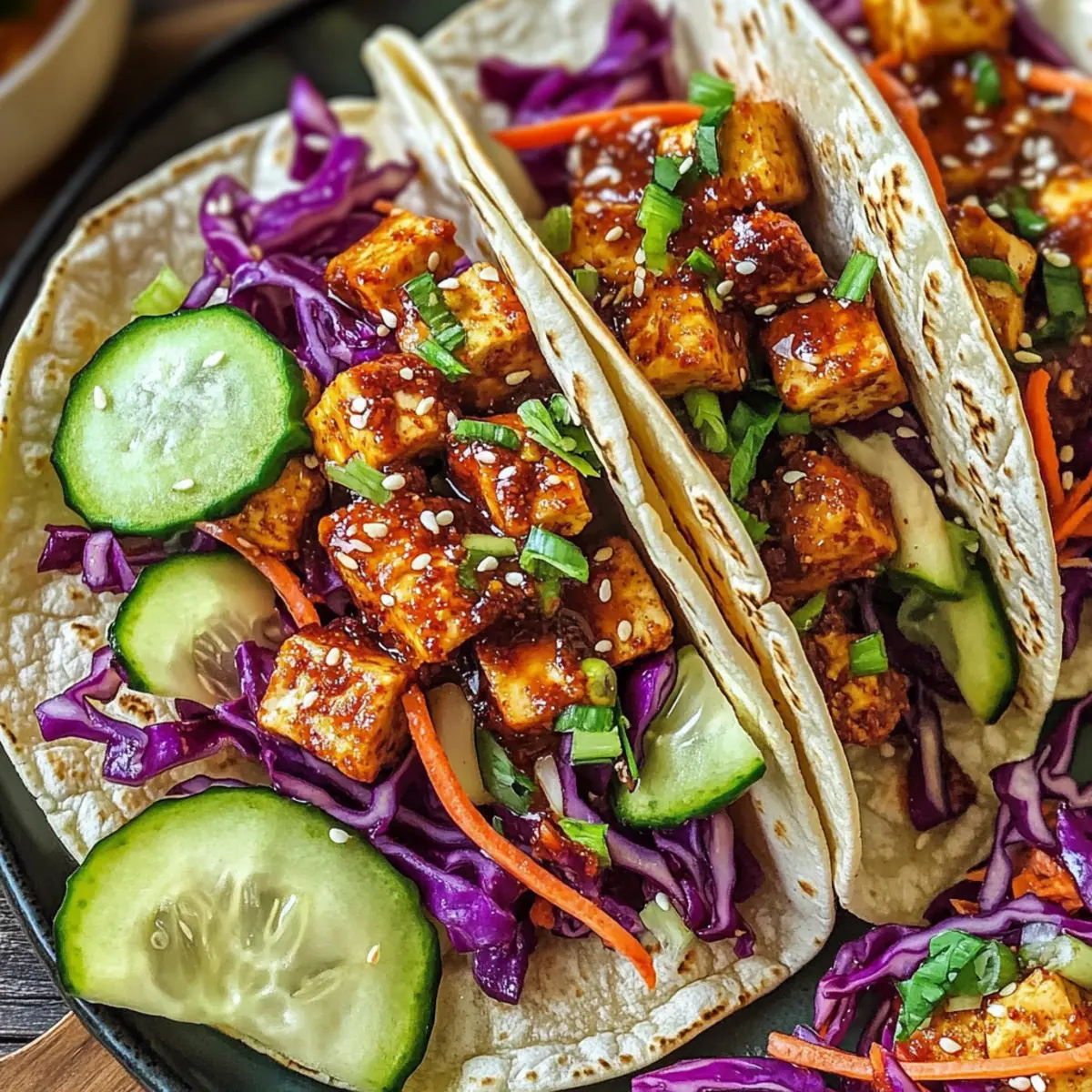 Koreanisch inspirierte knusprige Tofu-Tacos genießen