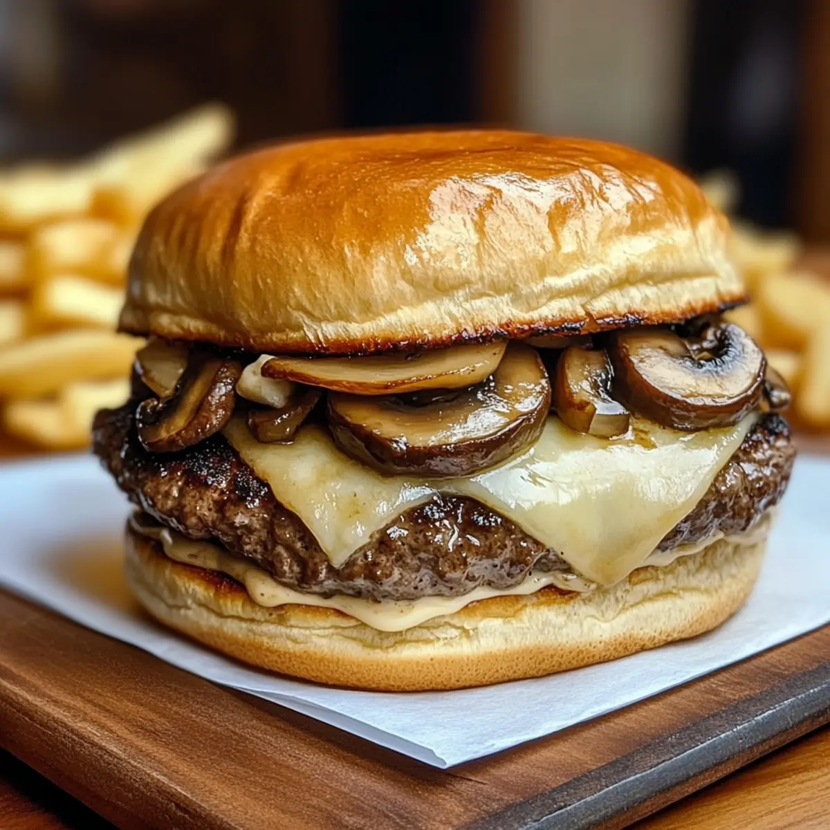 Leckere Pilz Schweizer Burger für Genießer