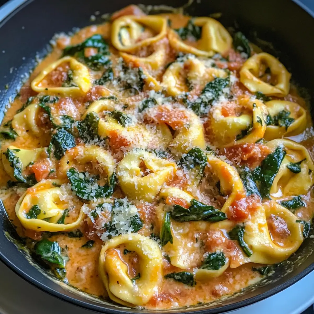 Ein Topf Cremige Spinat Tomaten Tortellini in 30 Minuten