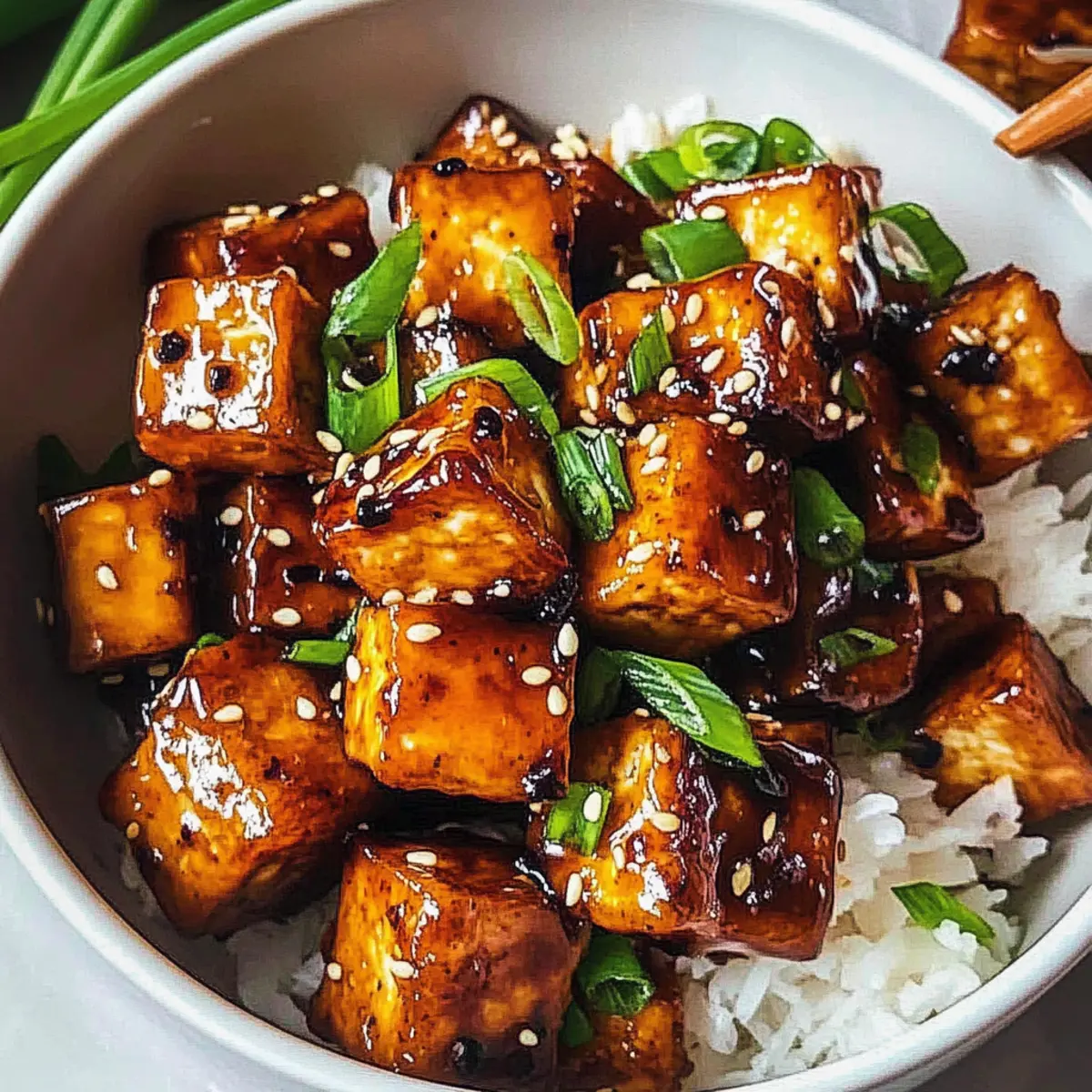 Pfannengerösteter Knoblauch-Tofu mit Soja-Limetten-Sauce