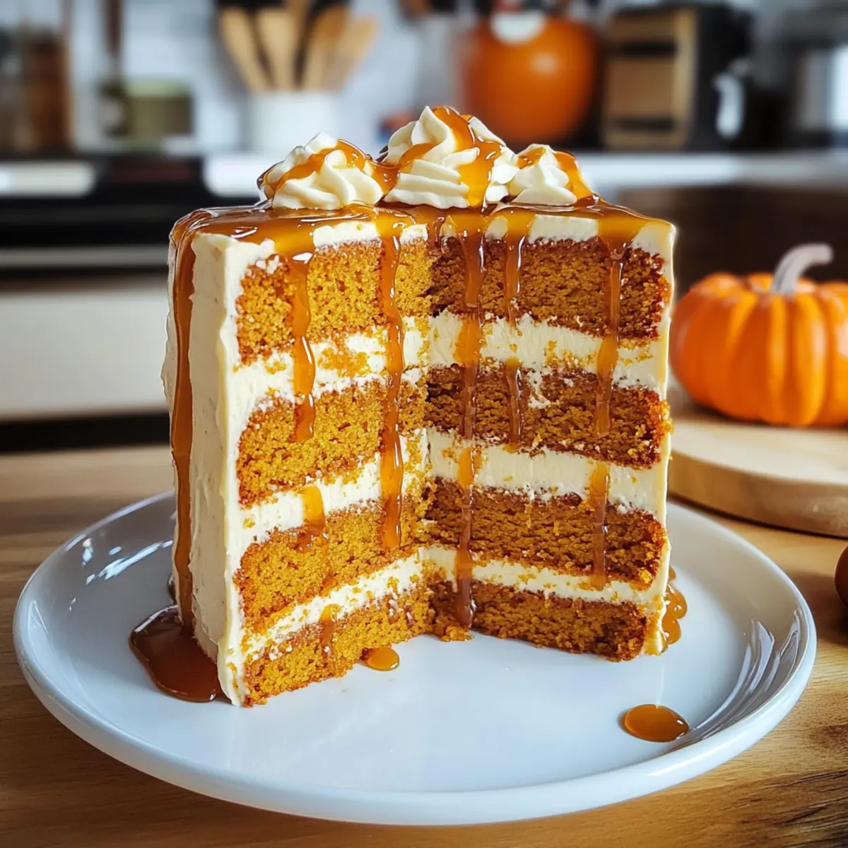 Kürbis-Karamell-Kuchen mit Frischkäse-Frosting