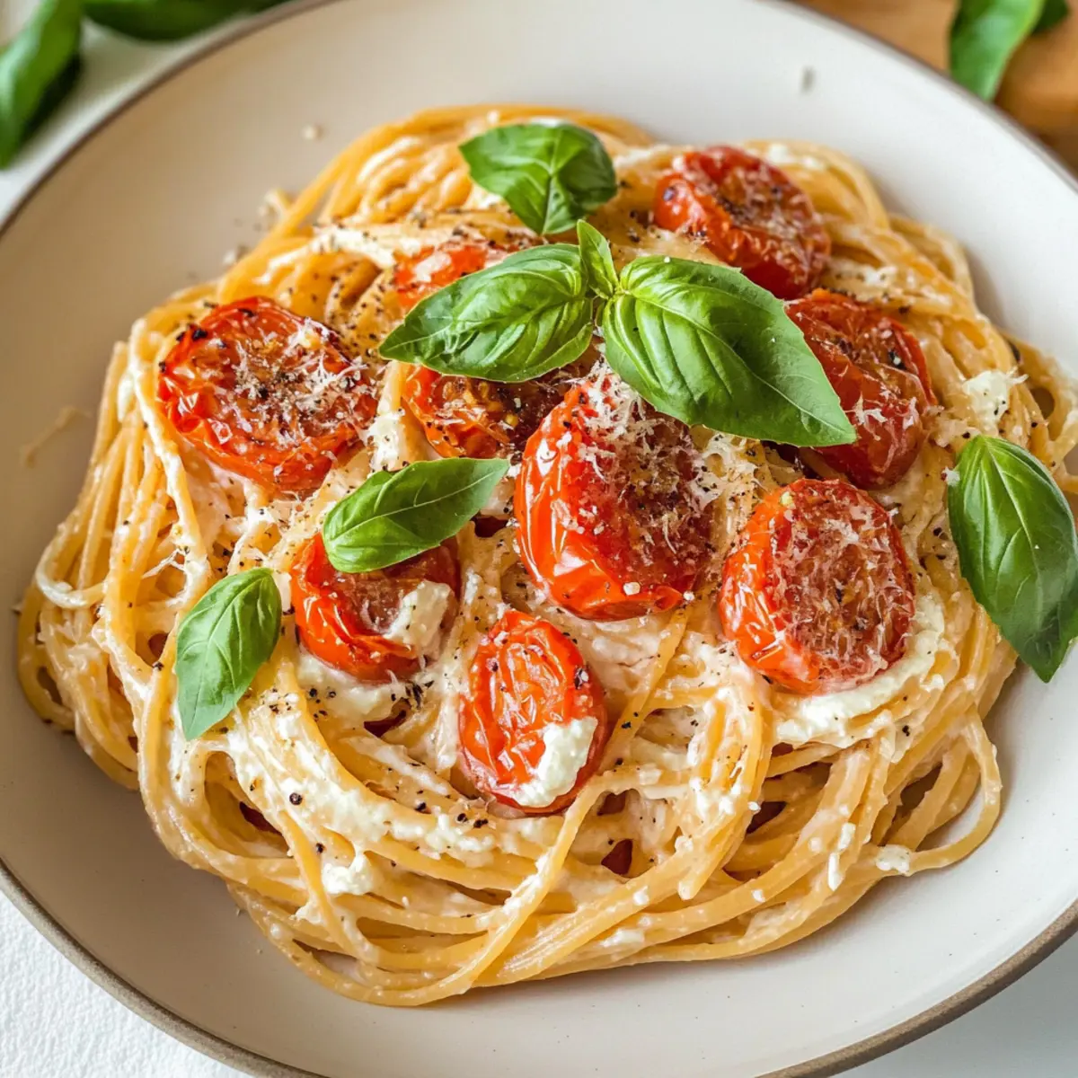 Geröstete Tomaten und Knoblauch Ricotta Pasta schnell genießen