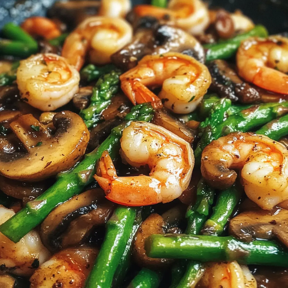 Garnelen- und Spargelpfanne mit Pilzen: Schnelles Rezept