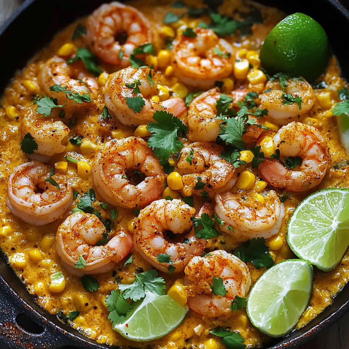 Garnelen und cremiger Mais in 30 Minuten, eine Pfanne