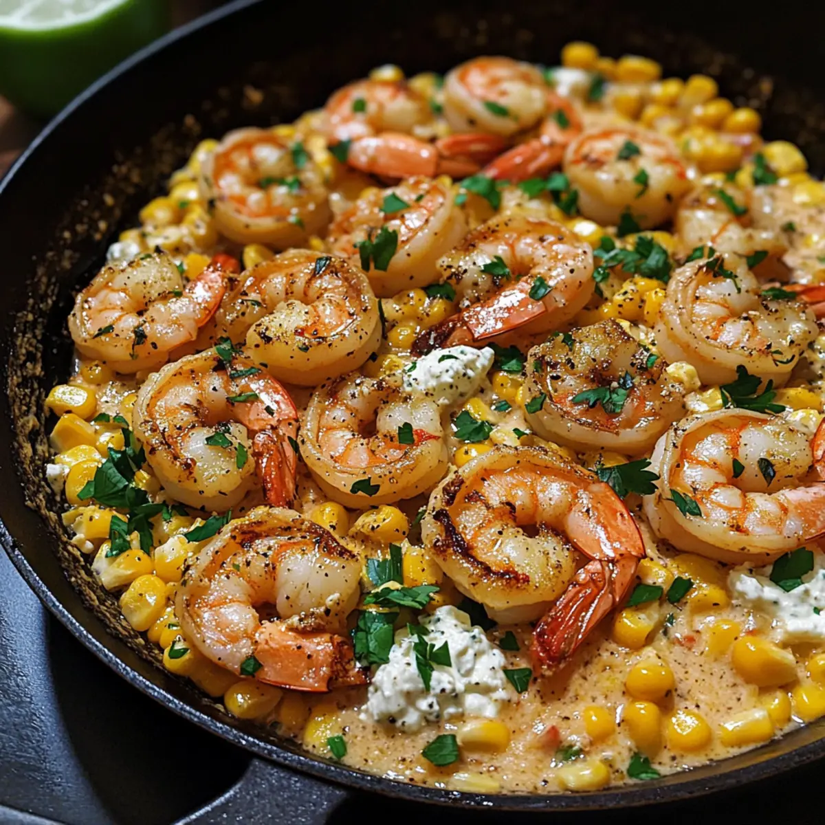 Shrimp und cremiger Mais in 30 Minuten, eine Pfanne