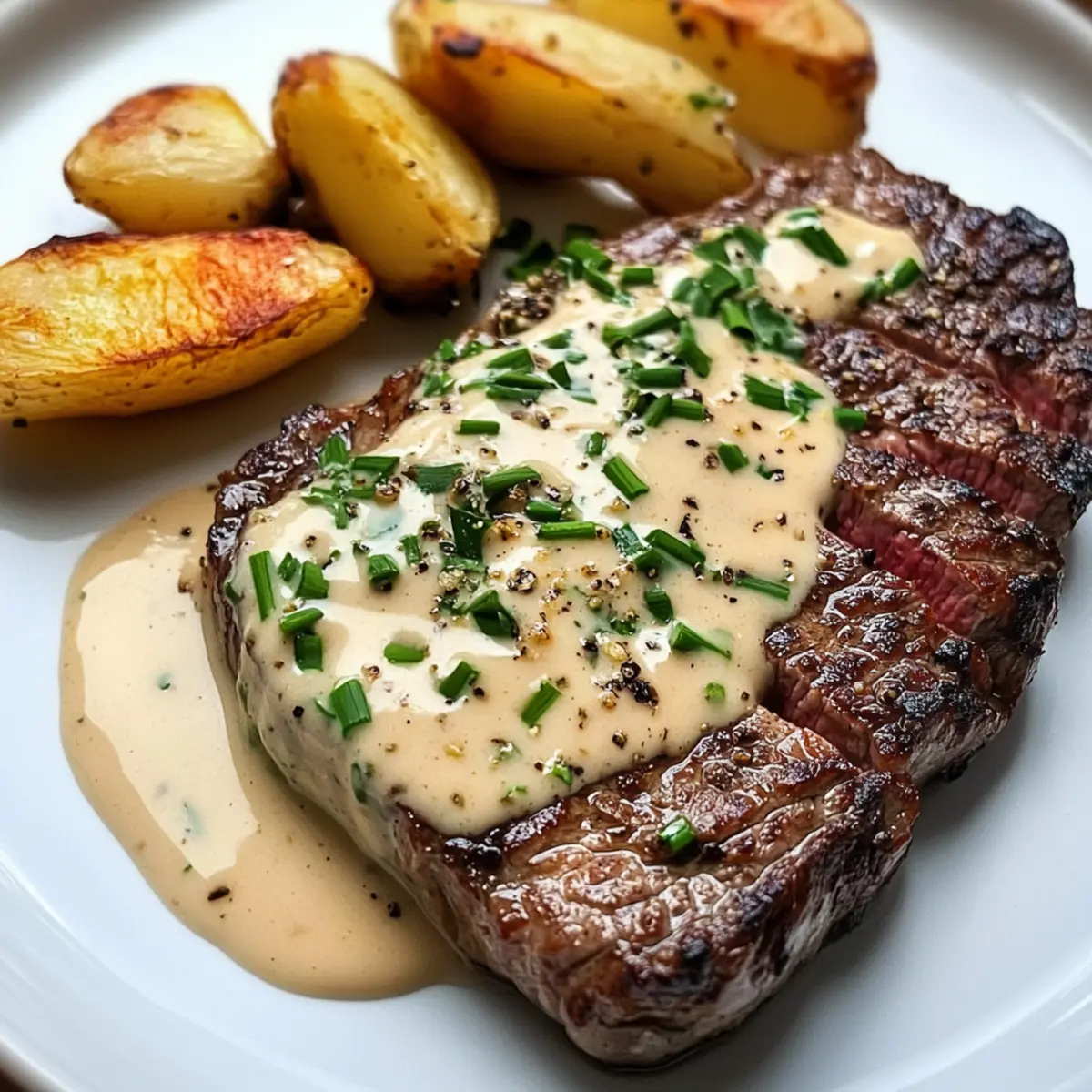 Steak mit Knoblauch-Kräuter-Cremesauce: Genuss pur