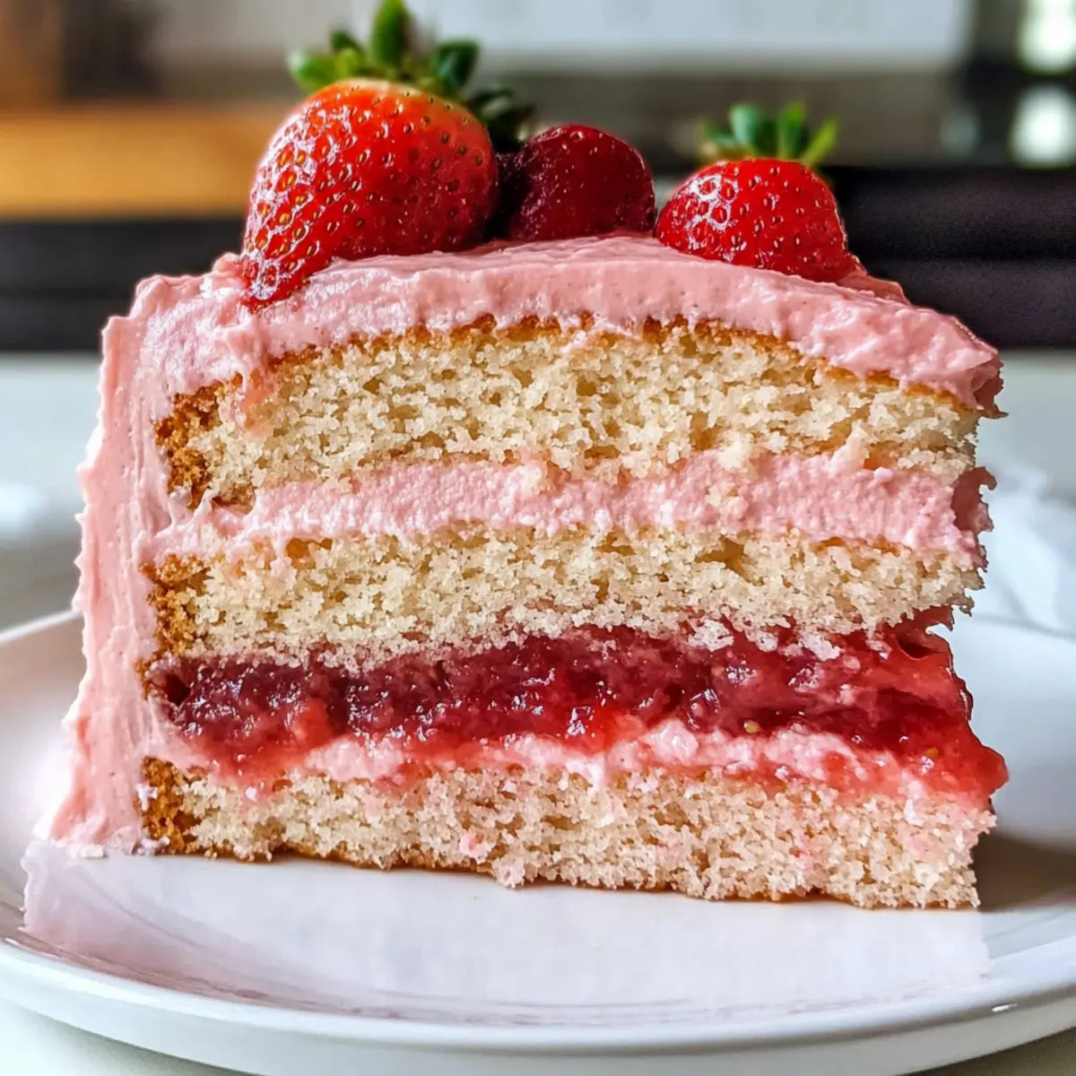 Erdbeerkuchen mit Erdbeerfüllung für den Sommer
