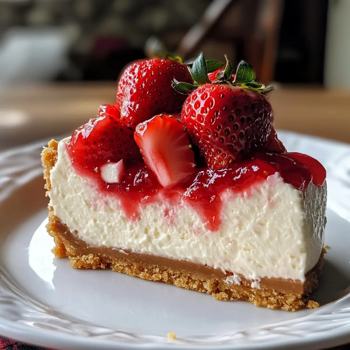 Erdbeerbelegte Käsekuchen-Dessert ohne Backen