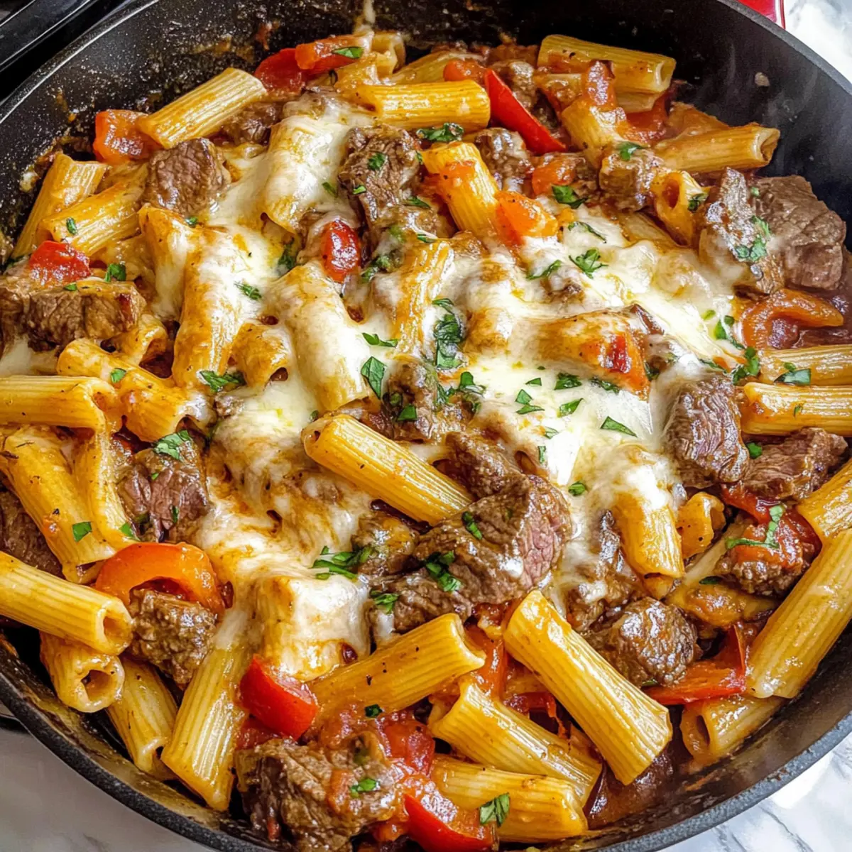 Rindfleisch und Paprika Pasta Pfanne für schnelle Abende