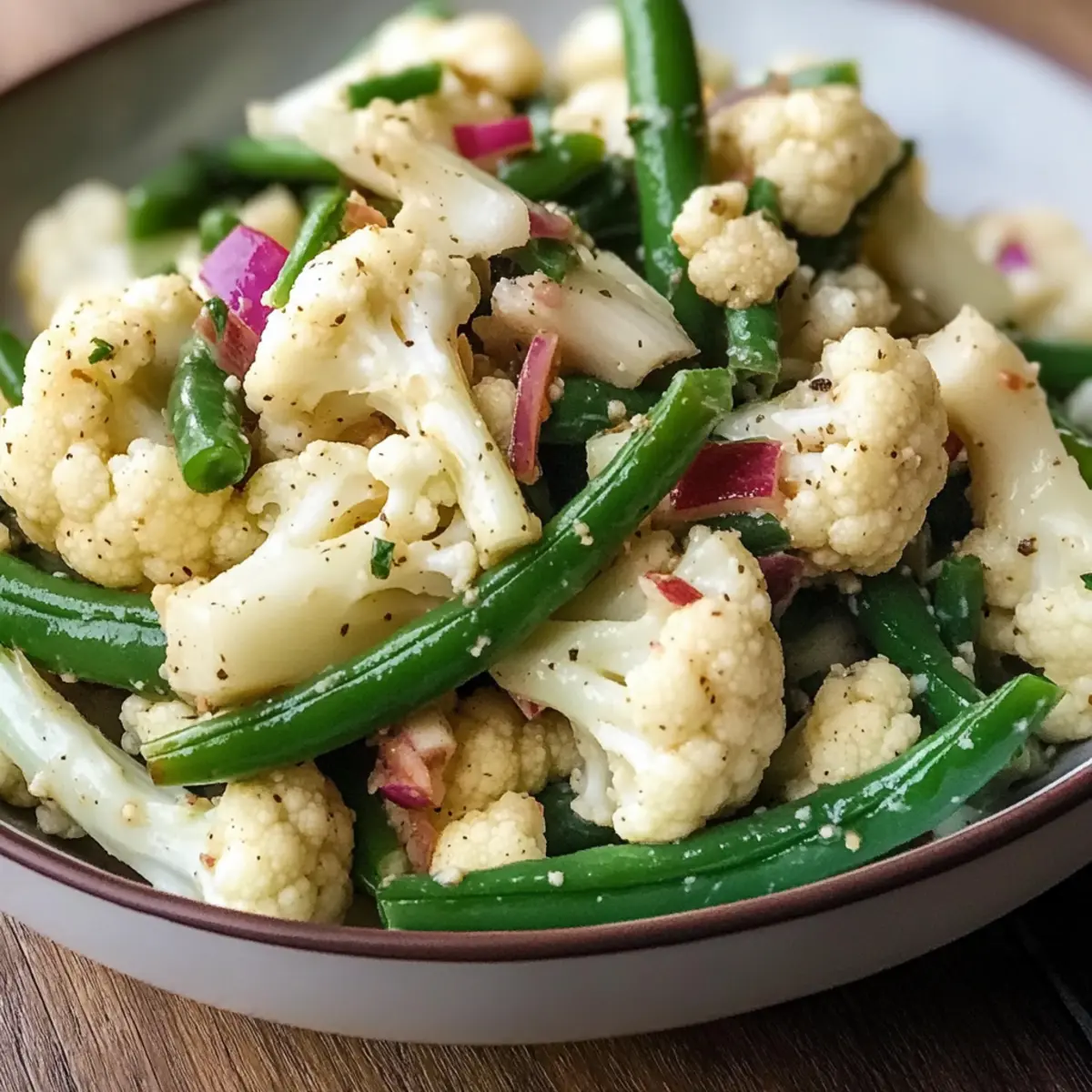 Blumenkohlsalat mit grünen Bohnen für frische Sommerabende