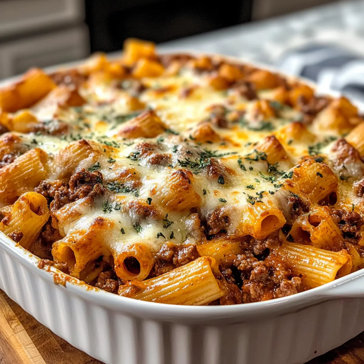 Käse-Rindfleisch-Rigatoni-Auflauf für die ganze Familie