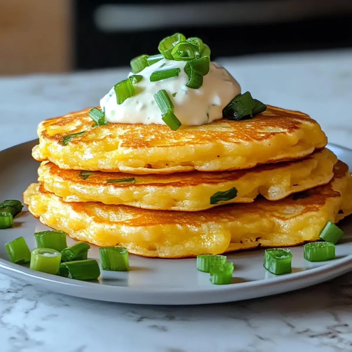 Käseherzhafte Pfannkuchen mit Frühlingszwiebeln genießen