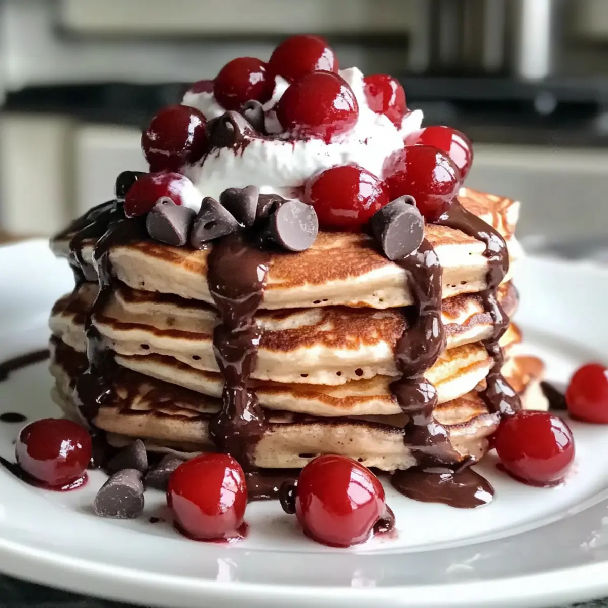 Schokoladenkirschenpfannkuchen für ein gesundes Frühstück