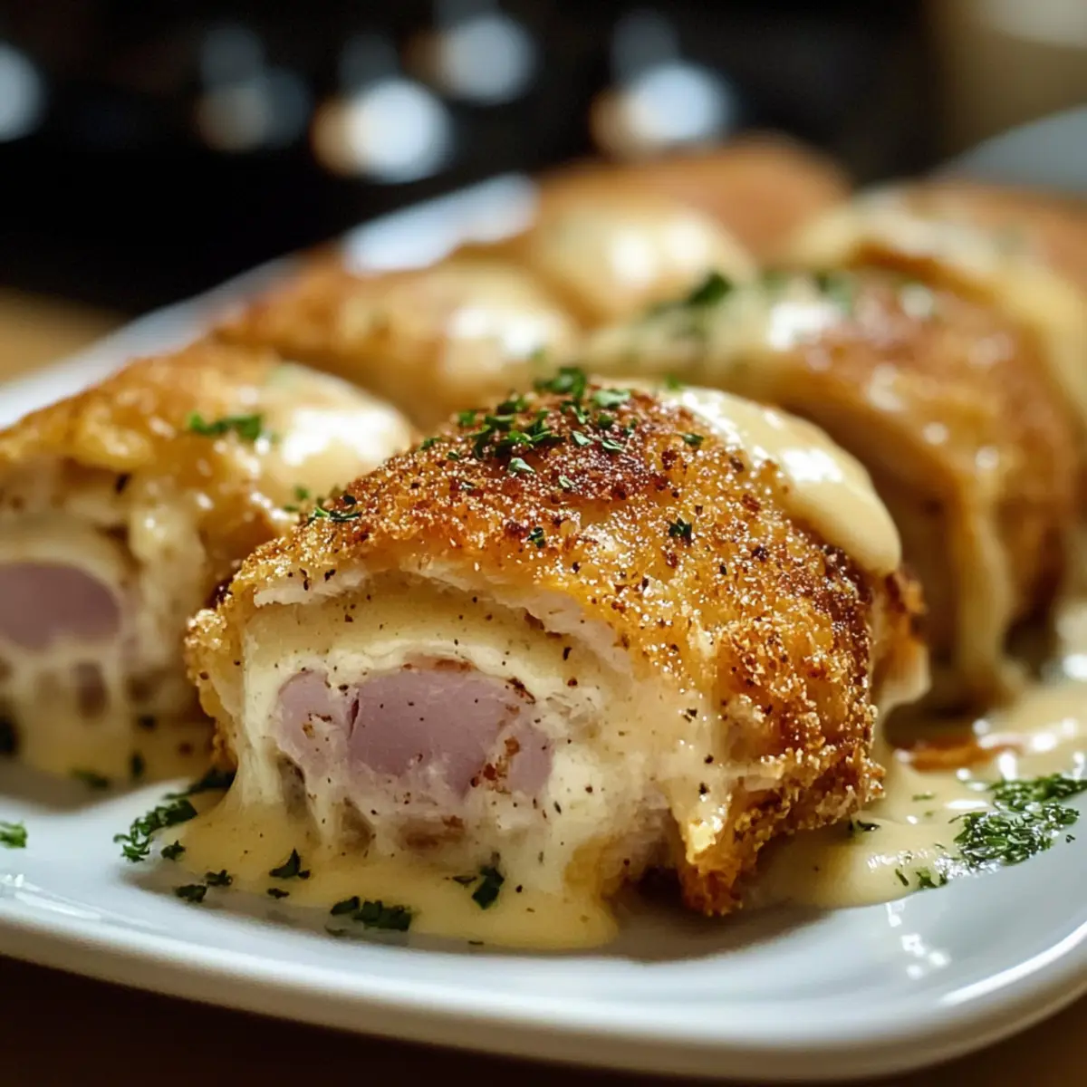 Cremige Hähnchen Cordon Bleu Rollen ganz einfach zubereiten