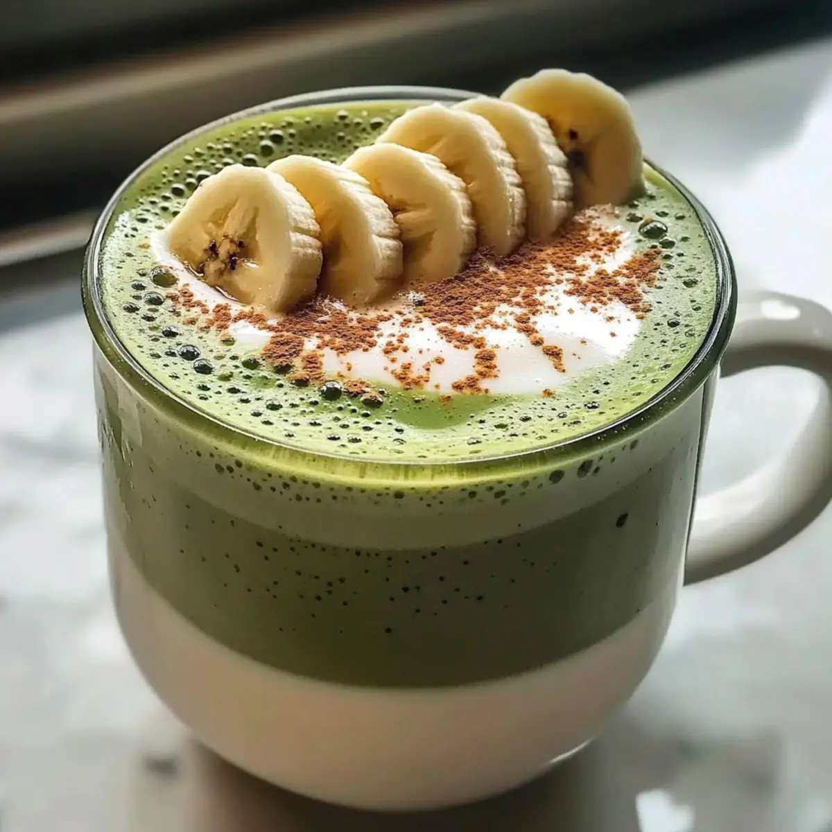 Cremige einfache Bananen-Matcha-Latte für den Genuss