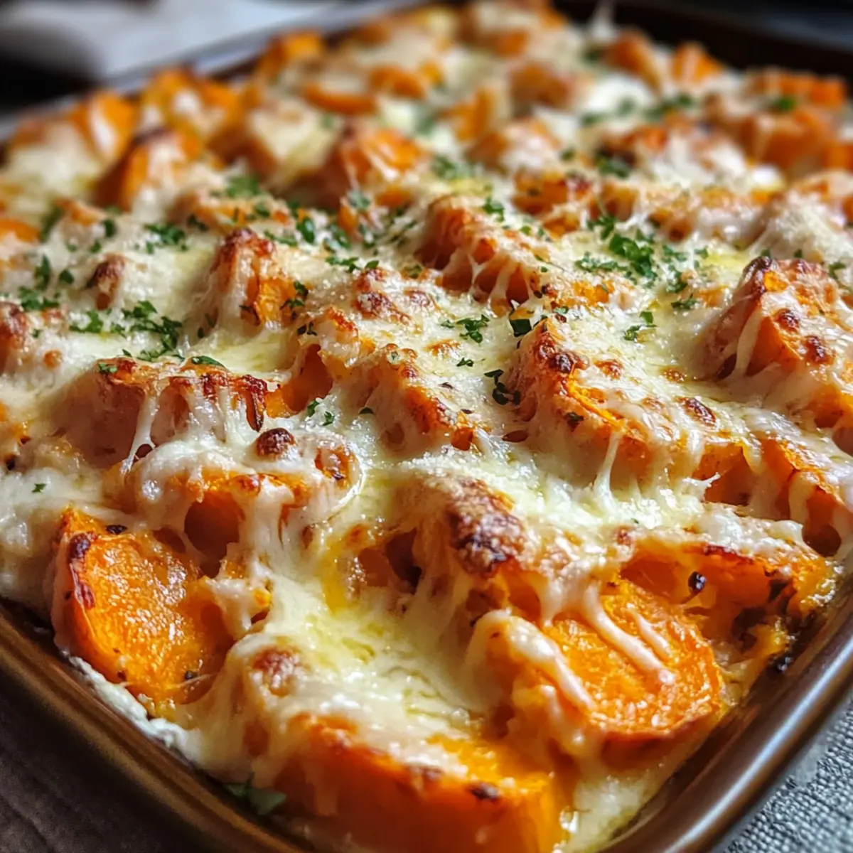 Cremiger Knoblauchbutter Süßkartoffelauflauf für Soulfood