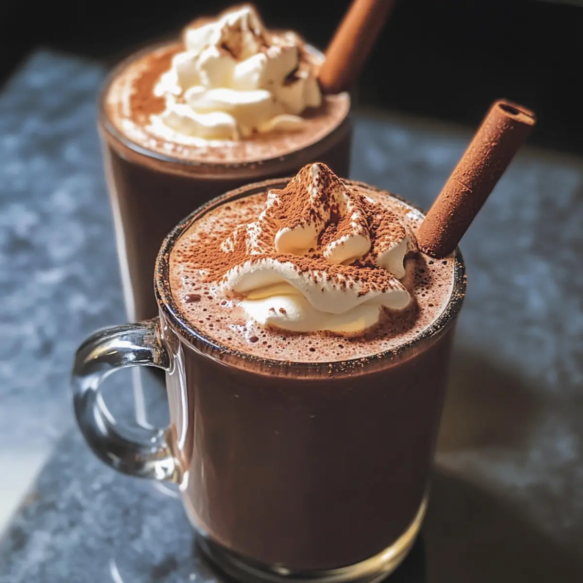 Dunkle Schokoladenheißschokolade für gemütliche Abende