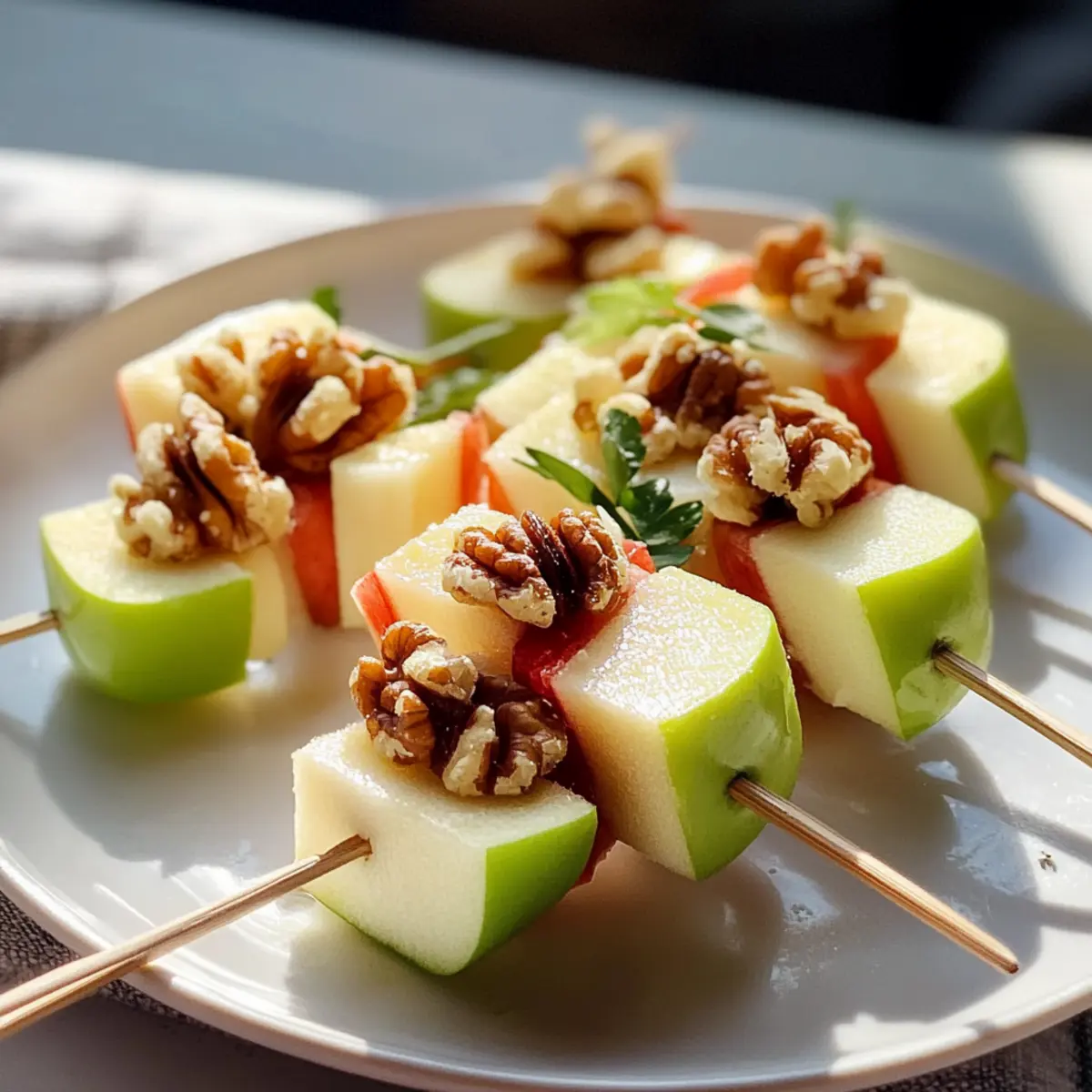 Köstliche Apfel-Camembert-Spieße mit Walnüssen Rezept