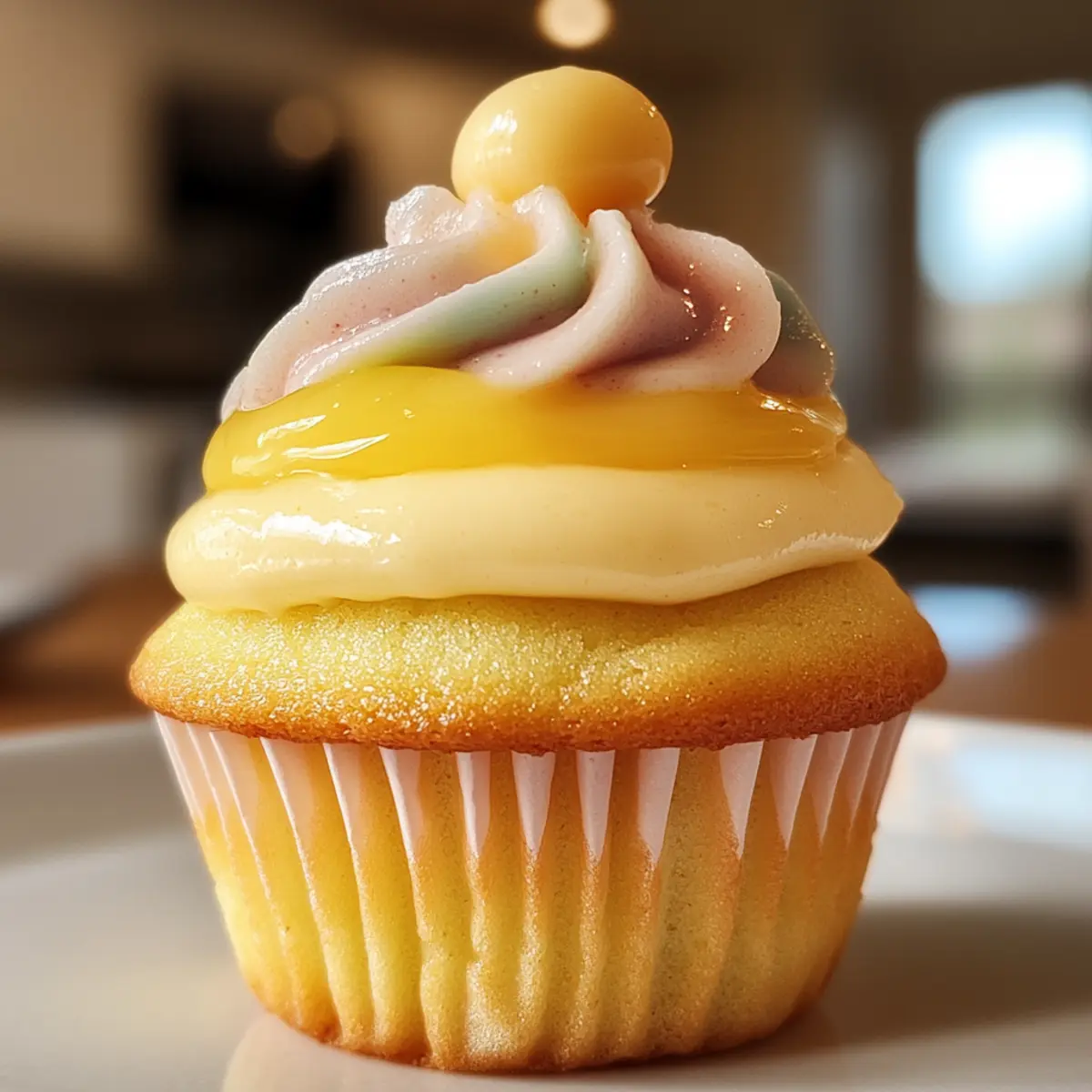 Einfache Frühjahrs-Cupcakes mit Zitronencreme-Füllung