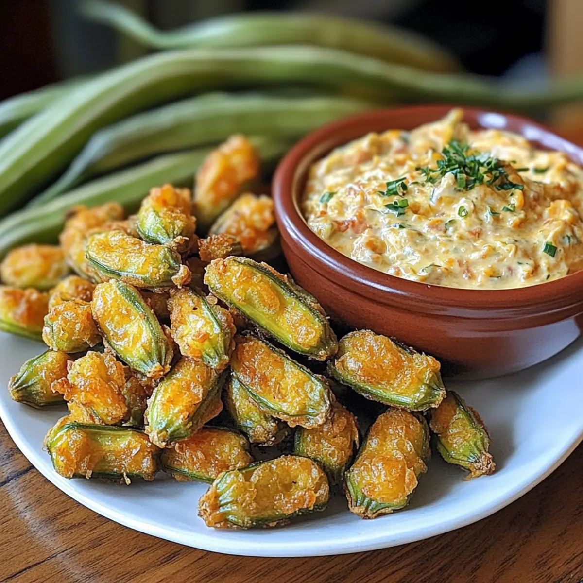Frittierte eingelegte Okra mit Pimento-Käse-Delikatesse