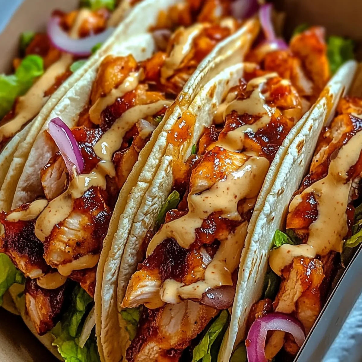 Knoblauch Butter Honig BBQ Hähnchen Tacos einfach gemacht