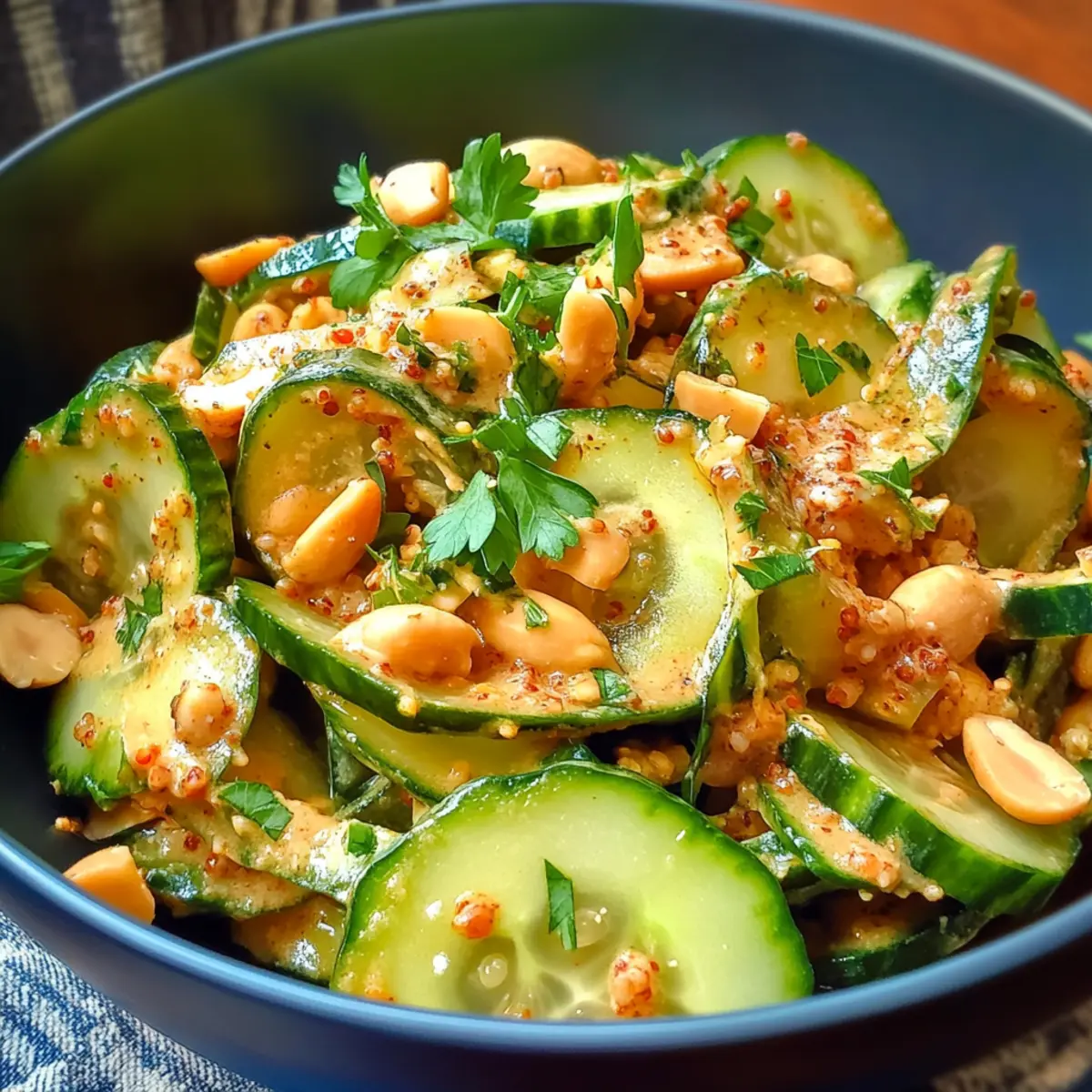 Glutenfreier würziger Erdnuss-Gurken-Salat genießen