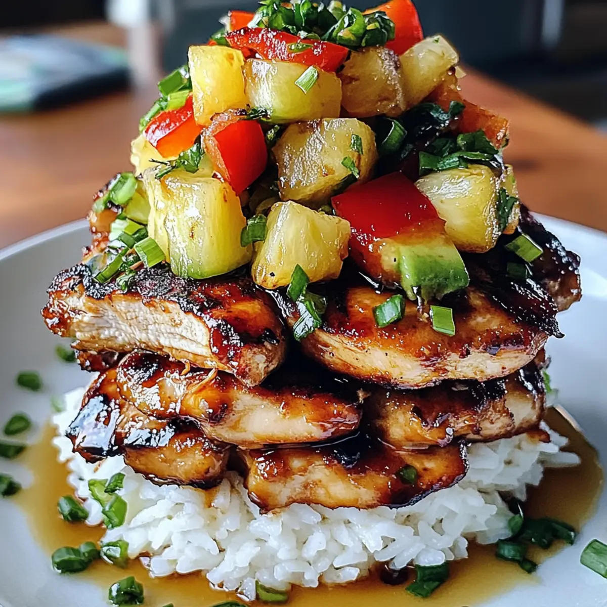 Huli Huli Hähnchen Stapel für tropisches Dinner