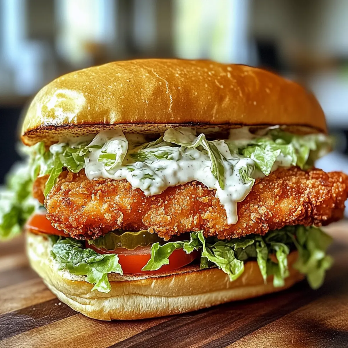 Knuspriges Hähnchen Caesar Sandwich für Zuhause