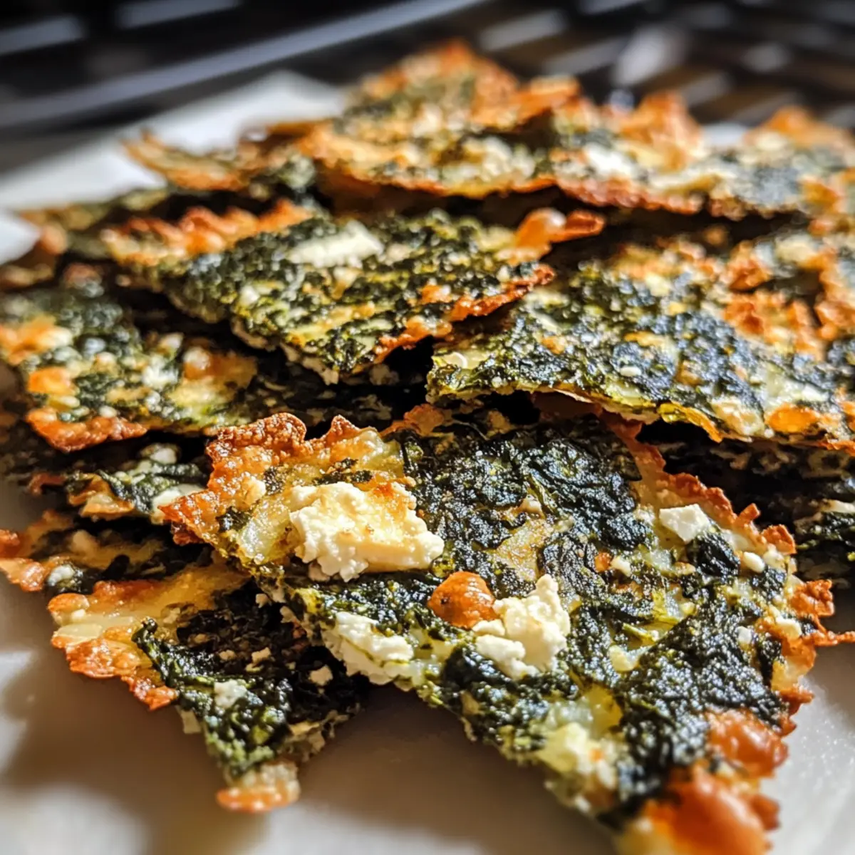 Mundwassernde mediterrane Spinat-Feta-Käse-Crisps