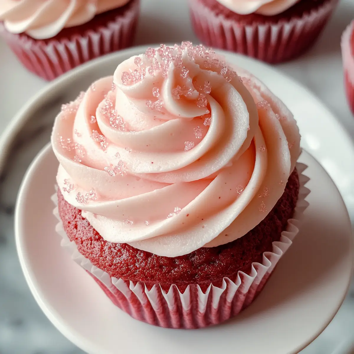 Rosa Samt Cupcakes mit cremigem Frischkäse-Frosting