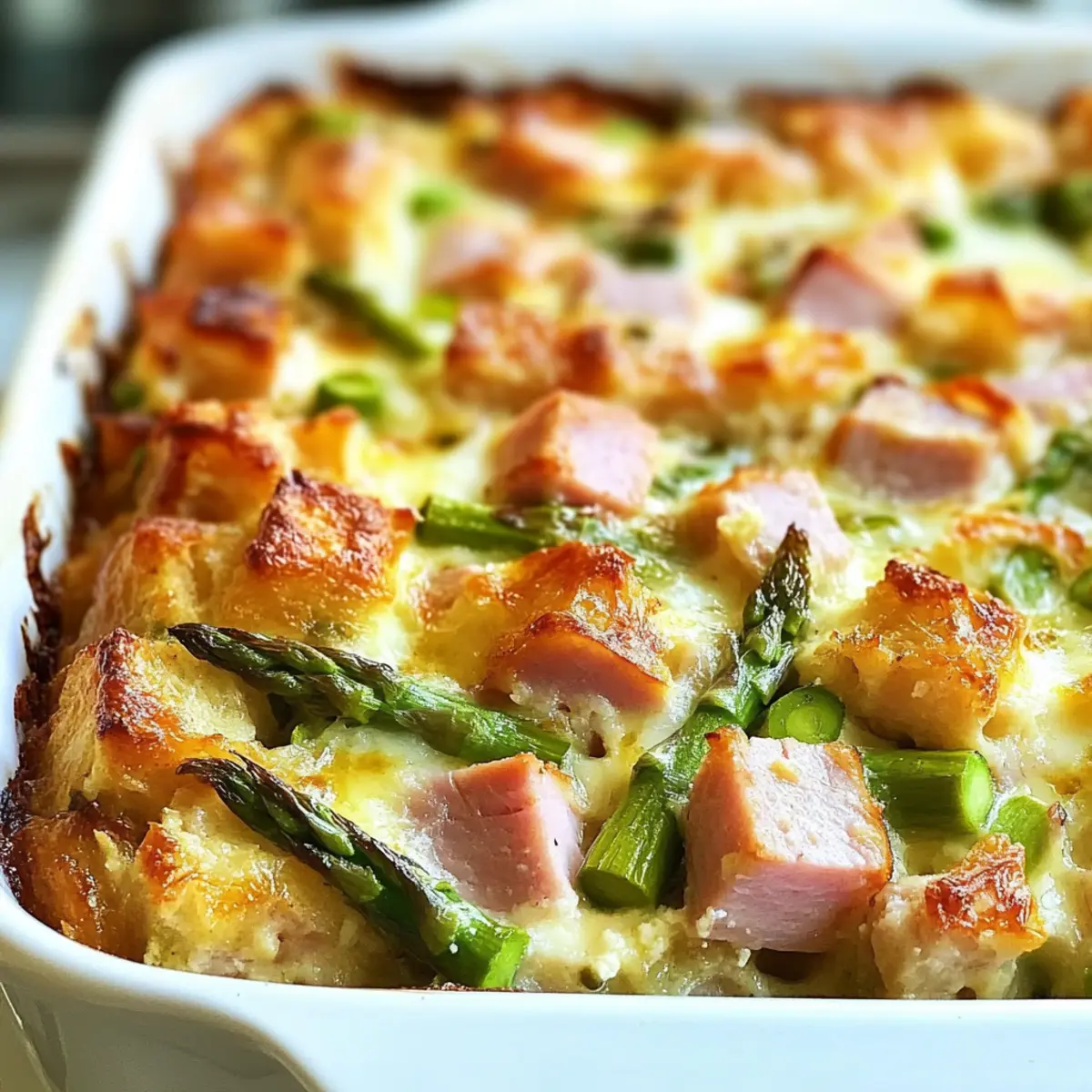 Herzhafter Schinken und Spargel Strata für Brunch Freunde