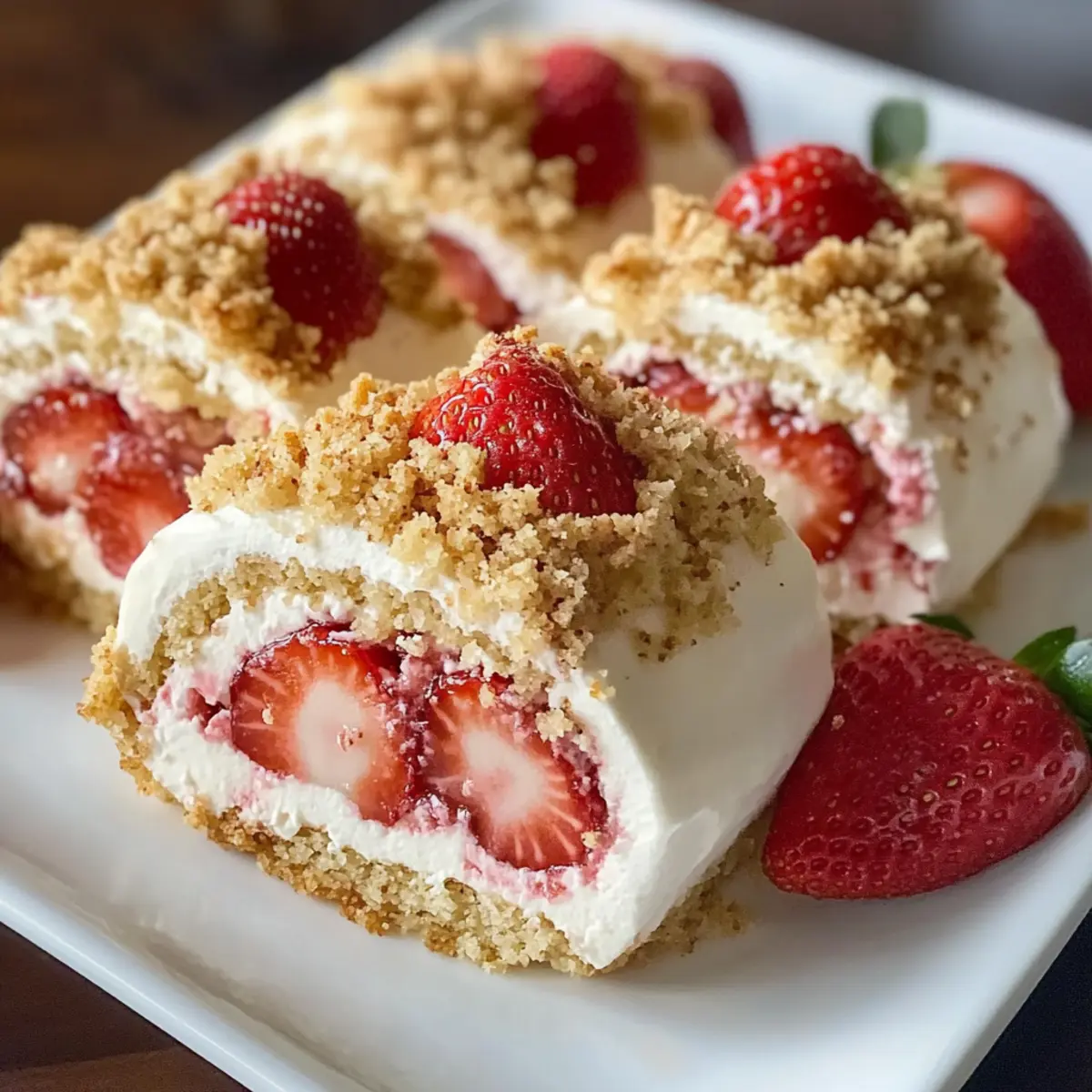 Erdbeerkuchen Käsekuchen Rollen Rezept einfach zubereiten