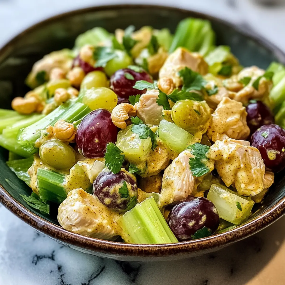 Cremiger Hähnchen-Curry-Salat Rezept für Feste