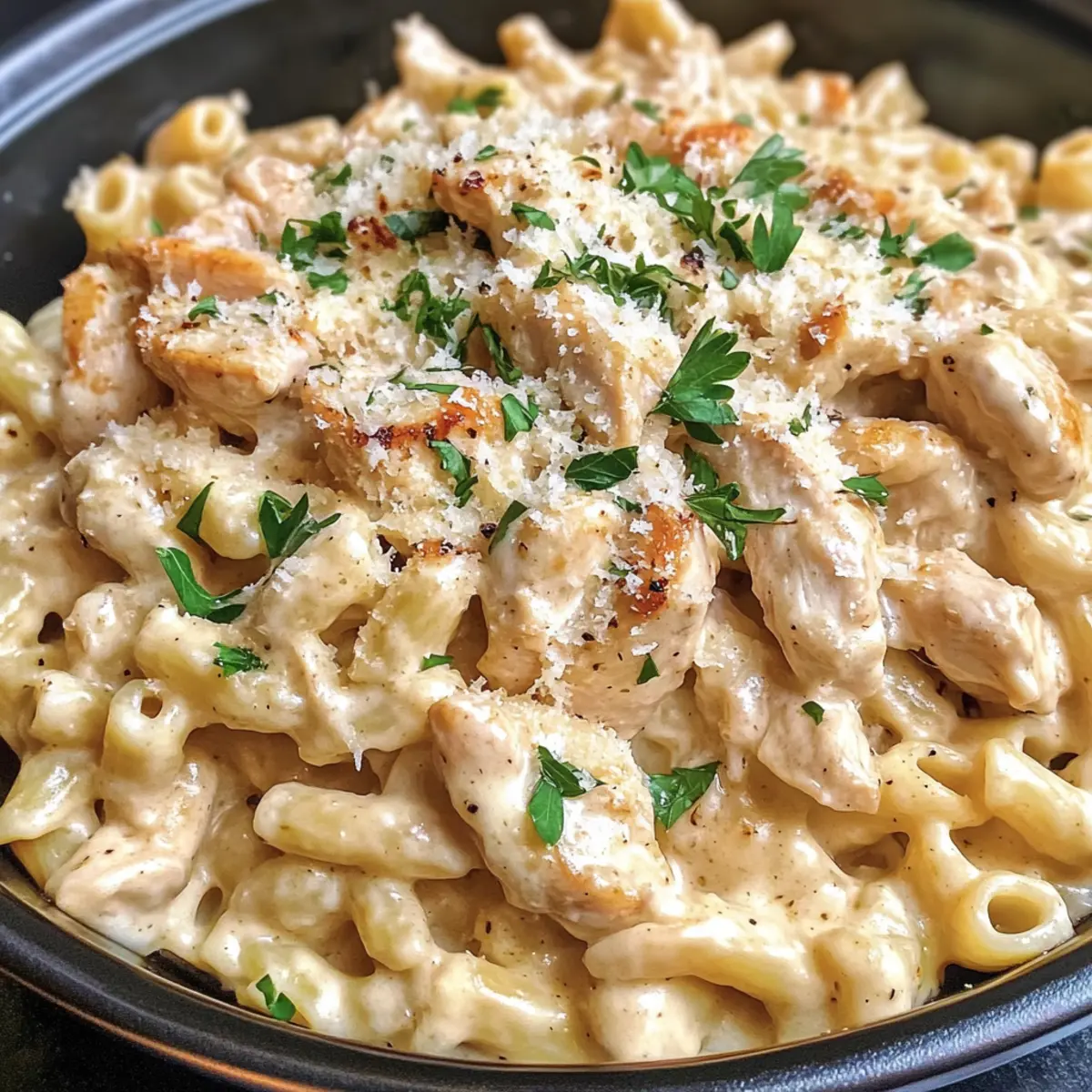 Crockpot Knoblauch Parmesan Hähnchen Pasta ganz einfach